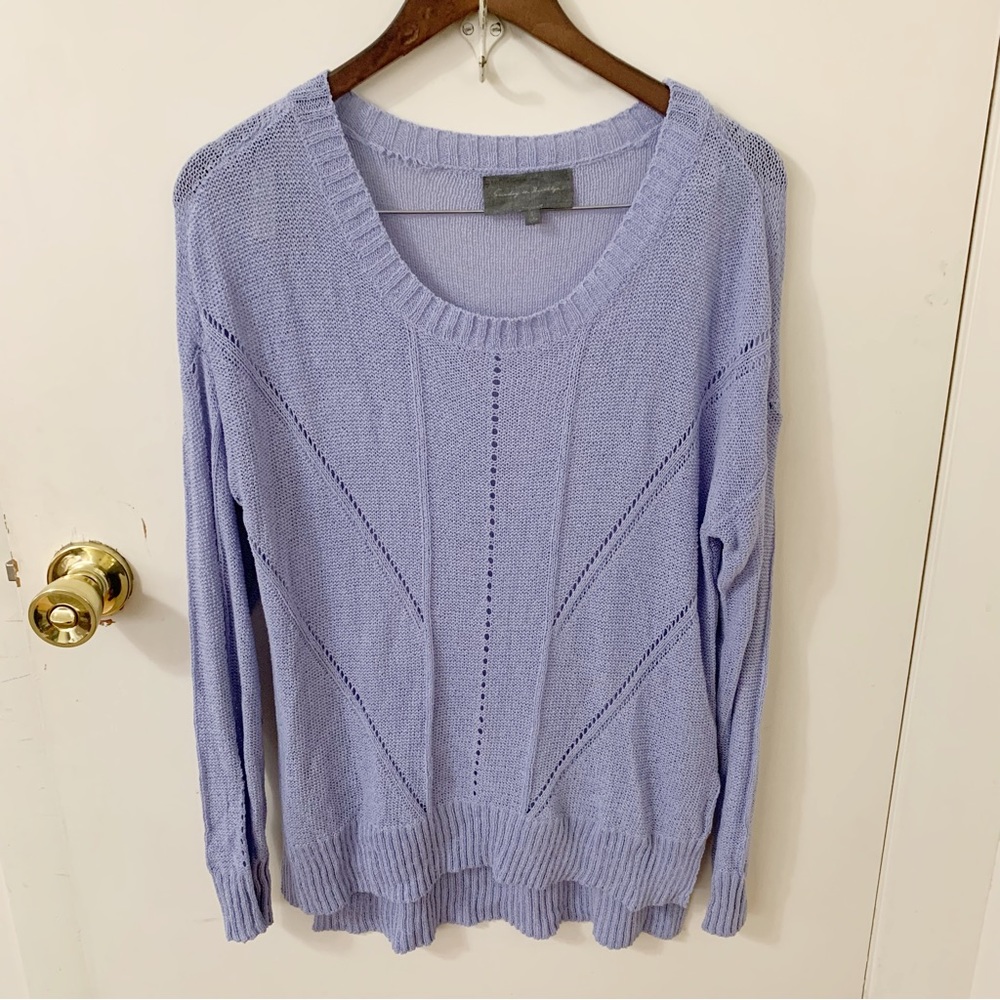 Anthropologie Sunday In Brooklyn long sleeve light knit eyelet Sweater small